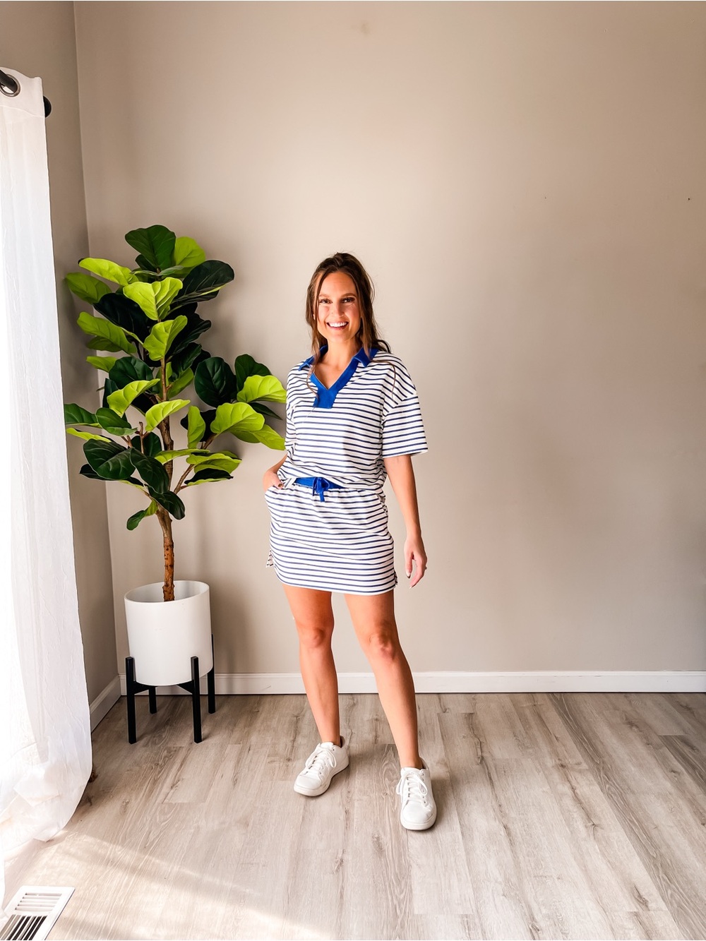 Striped Blue & White Matching Set